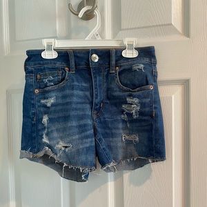 distressed jean shorts